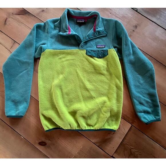 Patagonia Synchilla Women's Fleece Pullover. Buttons. Colorblock. Green/Teal. XS - Picture 1 of 8
